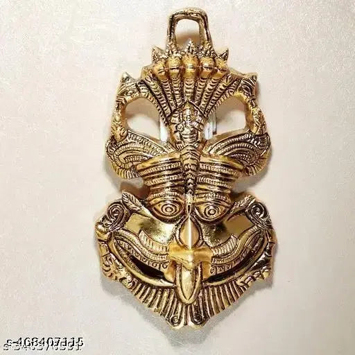 Roshni craft Metal Nazar Battu with Naag Ganesha for Evil Eye Protection and Nazar Suraksha (Bad Eye), Suraksha Kawach Mask for Home,Office Wall & Door Hanging Decor Accessories,Feng Shui Vasstu Showpiece 15*9.5*3 cm