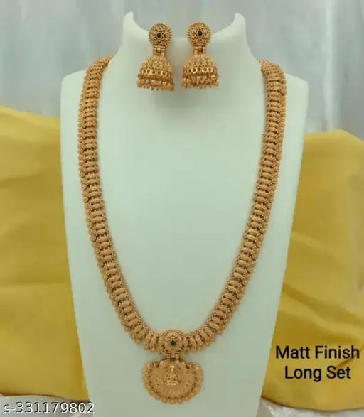 Shilpa creation's South Indian Tradiitonal jewellery set for women ||Necklace With Earing || Designer Jewellery Set ||Gold Finish South  Indian Handmade Haram Temple Jewellery Set II Jewellry Gift For Diwali II