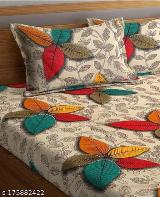 GLACE COTTON DOUBLE BED BEDSHEET PACK OF 1 WITH 2 PILLOW COVERS