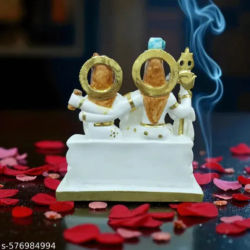 10inch Gold Plated Marble Dust Shiv Family Statue