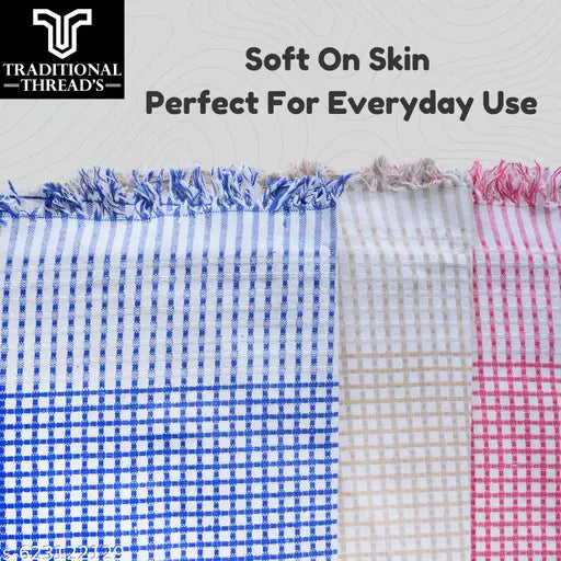 Traditional Thread's 100% Cotton Large Size Bath Towel | Ultra Soft,Absorbent,Light Weight & Quick Dry Towel for Bath, Travel, Gym, Beach |Towels for Bath Large Size | Cotton Towel | 30 X 60, Set of 3
