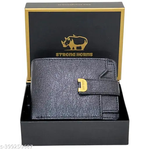 Strong Horns Men Casual, Formal, Travel, Trendy Black Artificial Leather RFID Wallet  (10 Card Slots)