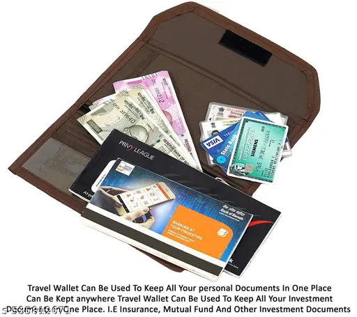 Unisex Slim & Compact Premium Cheque Book Holder or Card Holder With 10 Multi Size Pockets (Color Brown)