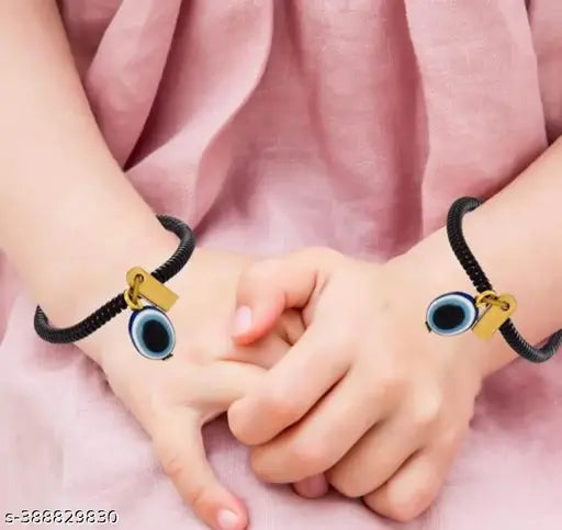 BigMart Nazar Battu Evil Eye Knife Bracelet Free Size for Men and Women | Stylish and Trendy Evil Eye Bracelet Nazar Battu Black Beaded Bracelets Unisex