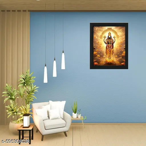 Bharat Enterprises Divinity Eternity Spirituality Tirupati Balaji Venkateswara Swamy Wooden Photo Frame with Wall Hook,8x10 inches_TPB_76