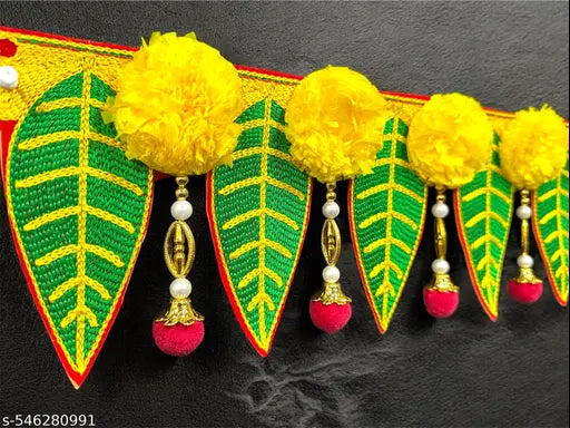 The ArtBllezon Handmade artificial marigold flower toran for home decoration.  diwali toran.