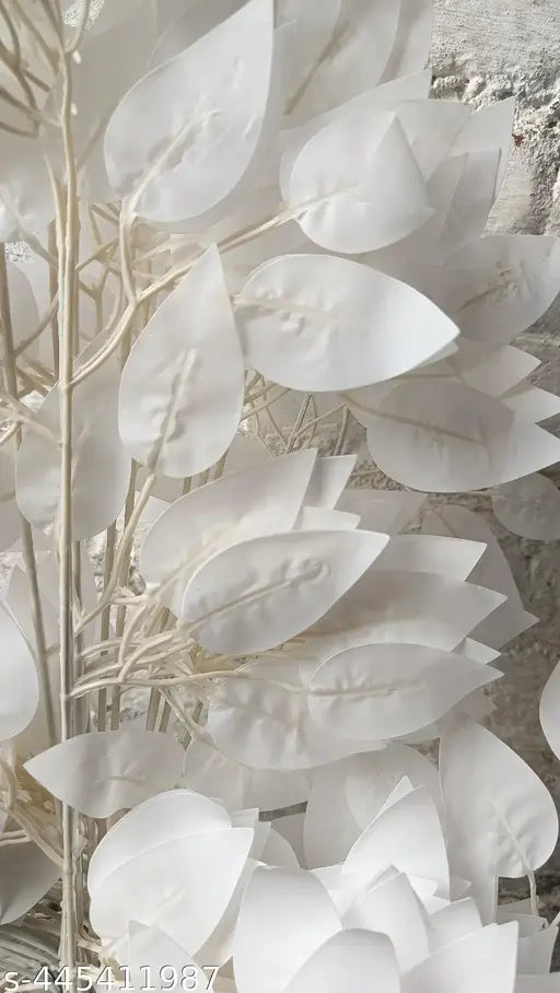 Pack of 4 pic White colour artificial ficus leaf for decoration