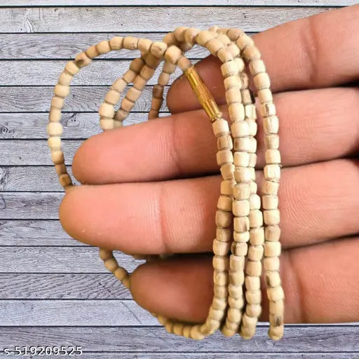Original Tulsi Kanthi Mala, Two Round, Simple Tulsi Mala, from Vrindavan, Wood Chain Pack of 1
