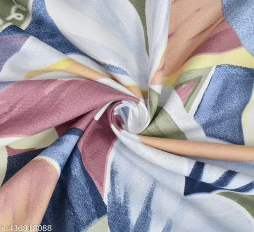 Super Soft Cotton Printed One Double Bedsheet with 2 Pillow Cover (Multicolor)