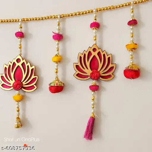 RS CRAFT-- Traditional Lotus-- Hangings Toran for Home Decor, Backdrop, Housewarming, Puja Lotus--, Mandir Decor, Diwali Decor, Lakshmi Ganesh- pooja Decor