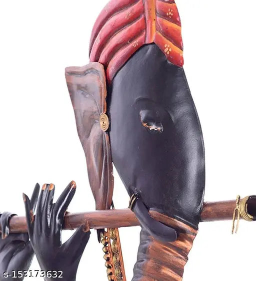 Handicrafy Ganesha Playing Flute Basuri Iron Made Wall Art,  Decor & Hangings