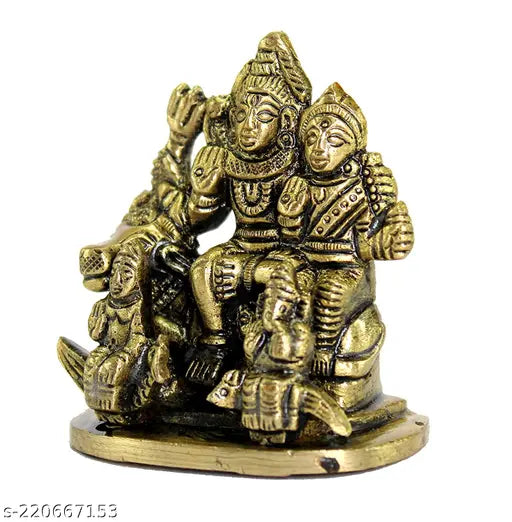 mahakal artware Brass Shiva Parvati Pariwar - Shiva Family | Shiva Bholenath Shankar Parvati Ganesh Ganesha Nandi Family Murti Idol Statue Sculpture - Small Size - 2.25" inches