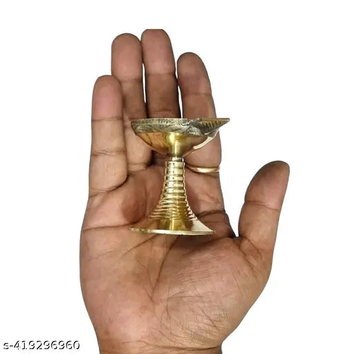 Divine Bazaar Set of 2 Brass Diyas for Puja Rituals"