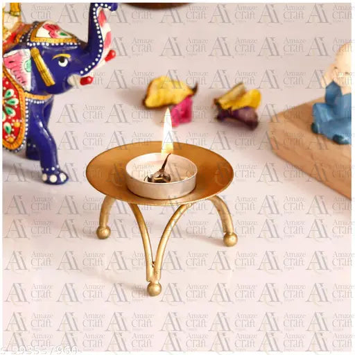 AMAZE CRAFT IMPEX | 4 Pack Iron Pillar Candle Holder Decorative Gold Iron Plate Candle Holder Centerpiece 2.5 Inch Diameter Fit LED & Wax Candles, Pedestal Candle Stand for Tables, Wedding