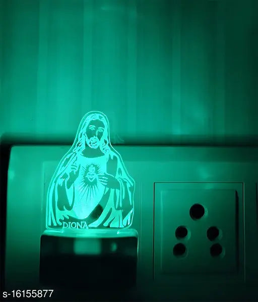 DIONA Night Lamp Jesus Christ Christian Lord Cross 3D LED Night Lamp Illusion Acrylic Multi Colour Changing Small Portable Light Christmas Gifts wall night light Christmas gift Church Night Lamp