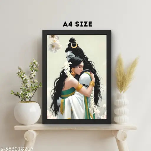 Divine Union of Lord Shiva and Goddess Parvati Framed Wall Art