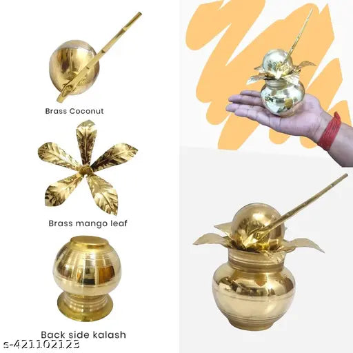 Divine Bazaar Brass Mangal Kalash for Pooja