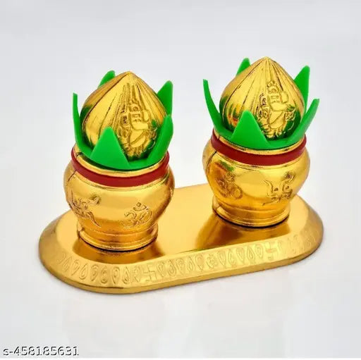 Kumkum Roli Chawal Dani Haldi Chandan Holder in Double Dibbi Kalash Chopda for  Decorative Purpose Gold finish Kalash Kumkum Holder For Pooja, Gifting, Mandir, Home, Office, Temple, Kumkum Dani