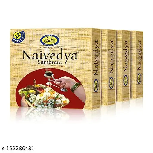 Cycle Naivedya Cup Sambrani (Dhoop /Loban / Guggal) for Daily Puja. Traditional Devotional Fragrance. 4 Packs with 12 Cups in each