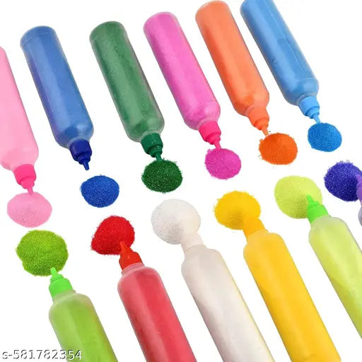 "10 Bottle Rangoli Colours Set for Diwali Decoration – Multicolour Rangoli Powder with Easy Squeeze Bottle Dispenser