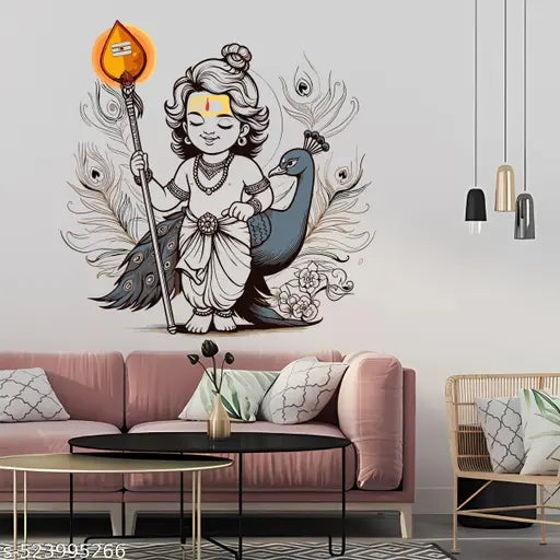 WallBirds Cute krishna stickers for wall and Livingroom