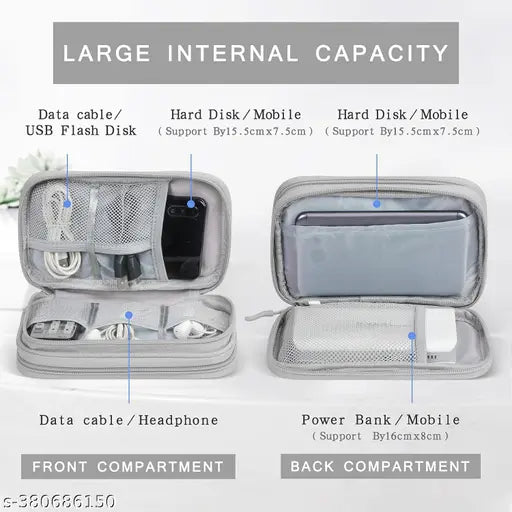 Quality Electronics Accessories Organizer Travel Multipurpose Waterproof Case  (Grey)