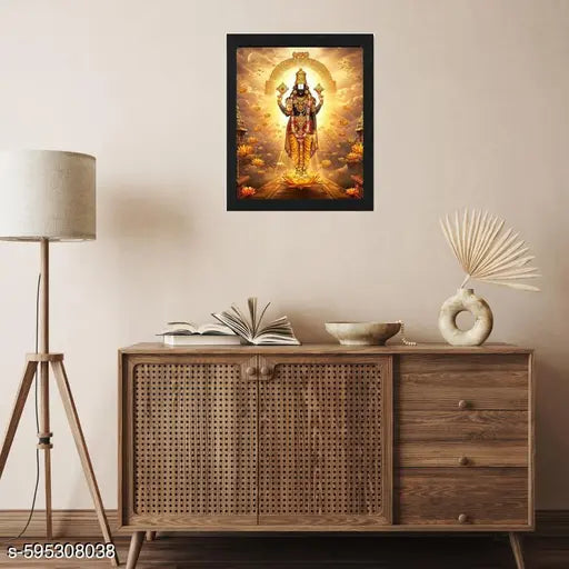 Bharat Enterprises Divinity Eternity Spirituality Tirupati Balaji Venkateswara Swamy Wooden Photo Frame with Wall Hook,8x10 inches_TPB_76
