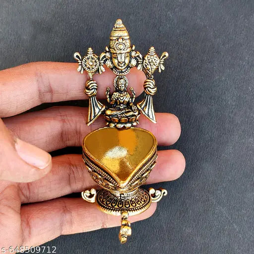 Brass Diya for Pooja | Home Temple Puja & Decor Gifting | 3 inch Pure Brass Table Diya (Gold) Antique Brass Tirupati Balaji Lakshmi Decorative Diya | Traditional Pooja Deepak | Mandir Home Decor Oil Lamp