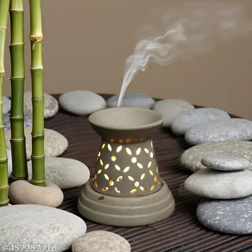 Kraftlik Handicrafts Electric Aroma Diffuser/Burner & Damru Shape Electric Ceramic Aroma Oil Diffuser | Electric Diffuser Burner with Oil for Room/Office/Home Decor(ARM-DMR) (pack of 1)
