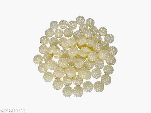 10mm sugar half round cream moti. Use for art and craft design accessories and also jwellery making accessory. 300 piece per order