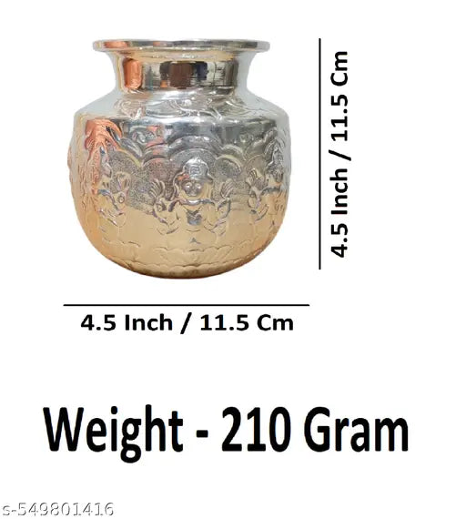 Sigaram 4.5 Inch Silver Plated Astalakshmi Kalash for Home & Temple Pooja Decore K4731