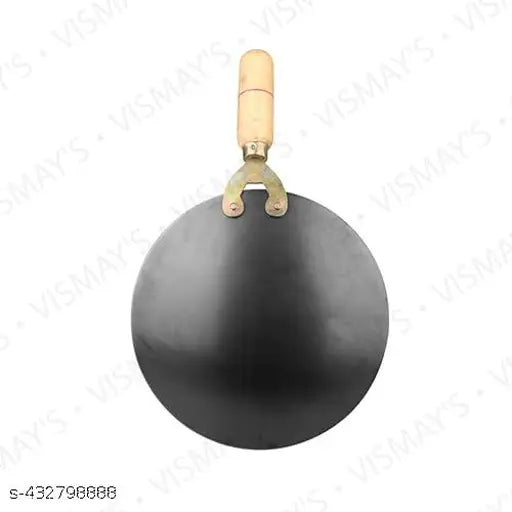 VISMAY'S Tawa Iron Tawa, Original Handmade Loha Iron Lokhand Roti/Chapati Tawa with Wooden Handle (9.5 inch)