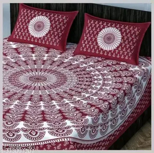 Super Comfortable Cotton Printed Jaipuri Double Bedsheet with 2 Pillow Cover