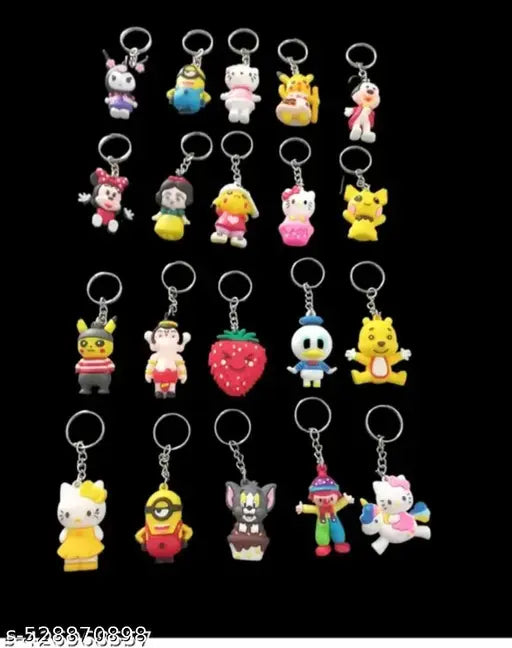 pack of 24Each keychain boasts a unique and lively cartoon character, turning your keys or bags into a playful canvas of colorr and charm. Select the one that resonates with your style and mood.