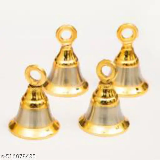 ecorative Temple Bell Set – 2 No. Size, 4 Pcs for Mandir & Festival Decor Perfect for Diwali, Navratri, Housewarming, , Religious Functions ,  Devotional Use & Decorative Accent