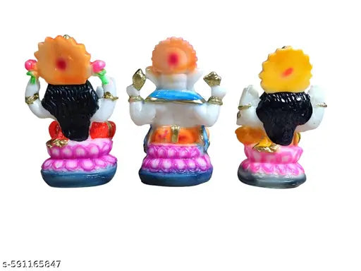 Laxmi. Ganesha Saraswati Idol for Home & Office Decoration | 10x5x5 cm, 300g | Premium Decorative Showpiece for Mandir, Pooja Room, Table & Gift | Traditional Hindu God Statue for Diwali, Festivals & Auspicious Occasions.