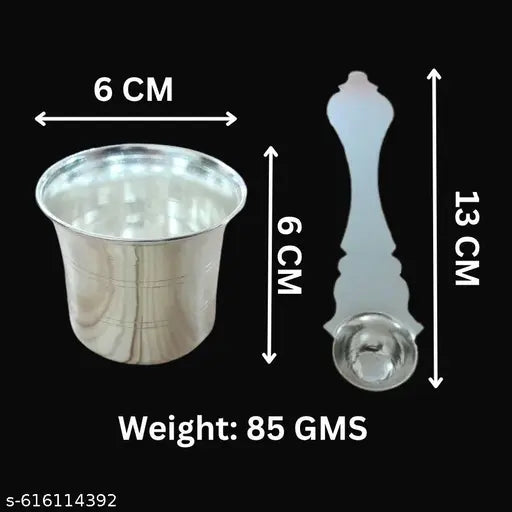 German Silver Panchapatra Udharini Set| Panchapatra with Spoon | Traditional German Silver Pooja Items for Daily Rituals and Festivals