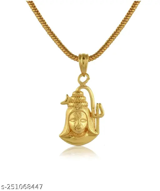Lord Shiv ji Locket Pendant With Chain for Men & Women & Boys Girls Gold-plated Alloy Pendant Set