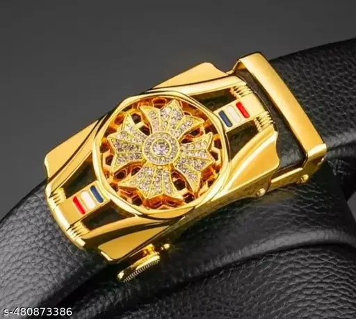 Belt for mens,  combo pack of 2 belts. Silver and gold buckles set, formal and casual wear