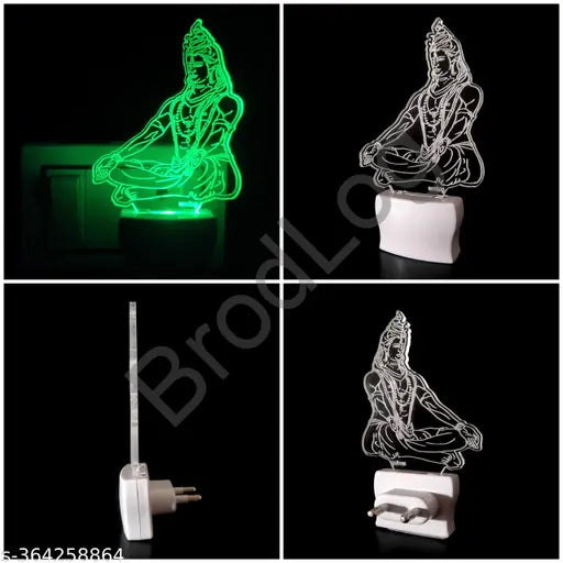 BrodLog Mahadev 3D Optical Illusion Acrylic Night Lamp, 7 Colors RGB Auto Gradual Changing LED Plug and Play Night Light, Office Light, Best for Gift, Multicolour