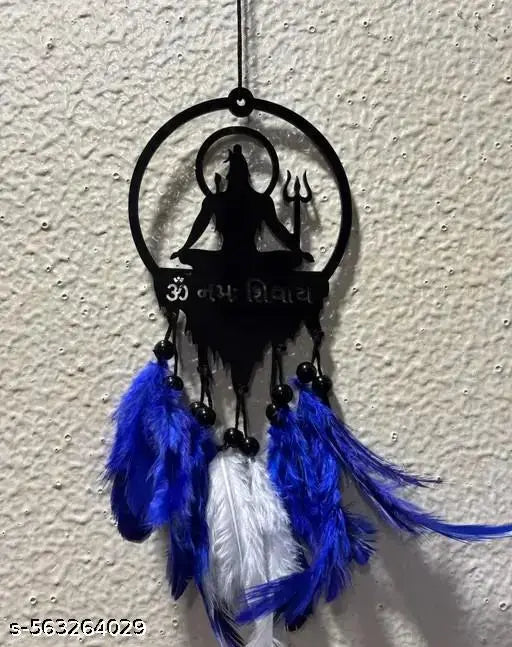 Wooden Art Deco™ Mahadeva Blue White 1 Car Hanger for Rearview Mirror | Elegant Black Acrylic Design | Spiritual Hanging for Car, Home & Office (Pack of 1)