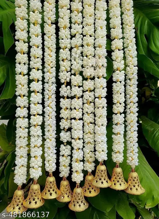 Handmade Decorative Mogra Fluffy Artificial Creeper Bail Garland, Size 2.5 Feet Used for Home/Office Decoration,Pack of 3  (White Mogra)