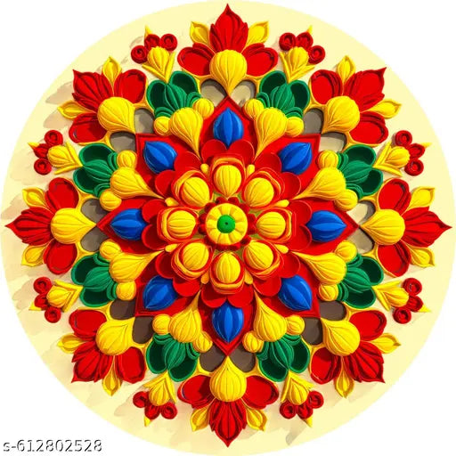 Fiery Petal 3D Rangoli Size 32x32 cm & Switch Decor Set (Pack of 1)