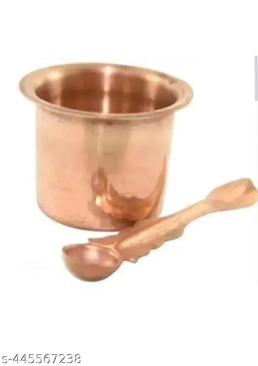 Copper Panchpatra with Aachmani (Spoon) for All Puja Purpose-4.5