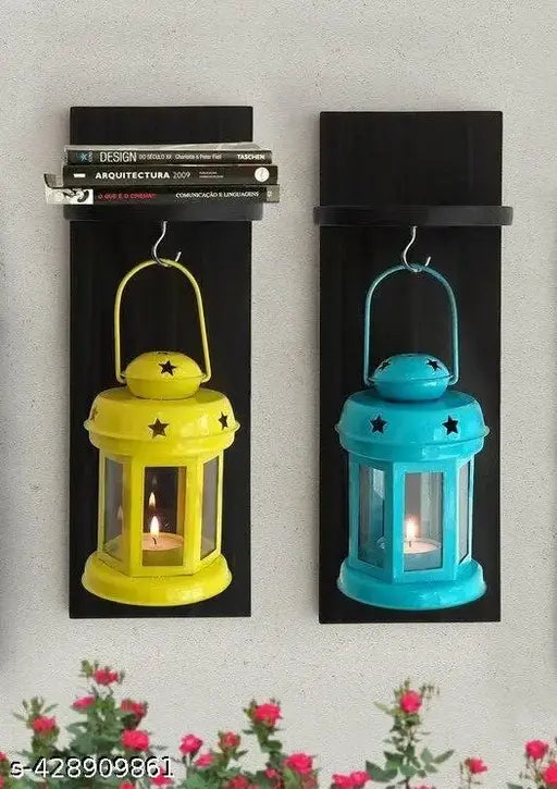 DECO CRAFTS - Metal Wall Hanging Lantern ( PACK OF 02 PCS )Tea Light Candle Holders - Home Decor and Gift for Diwali, Festival, Indoor, Outdoor Use !!!SHOP NOW !!!