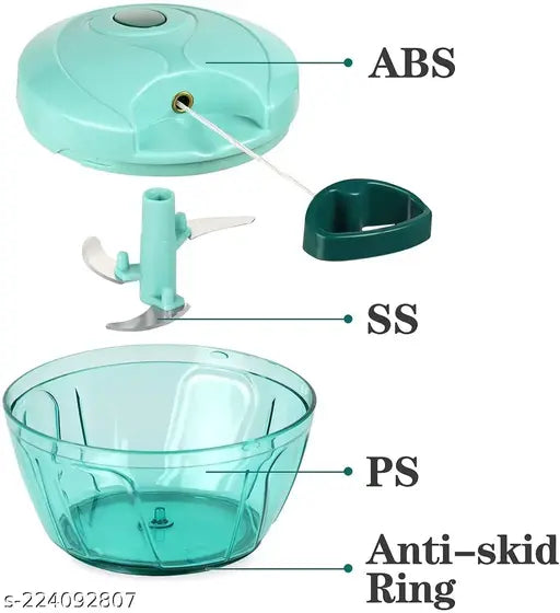 Compact Chopper with Blades effortlessly Chopping Big Size Kitchen Dori Handy Vegetable and Fruit Manual Onion Dry Fruit Salad Maker Vegetable Quick Chopper (450 ml, Green)
