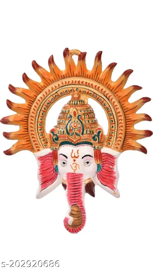 Lord ganesha color wall hanging metal idol for puja and showpiece