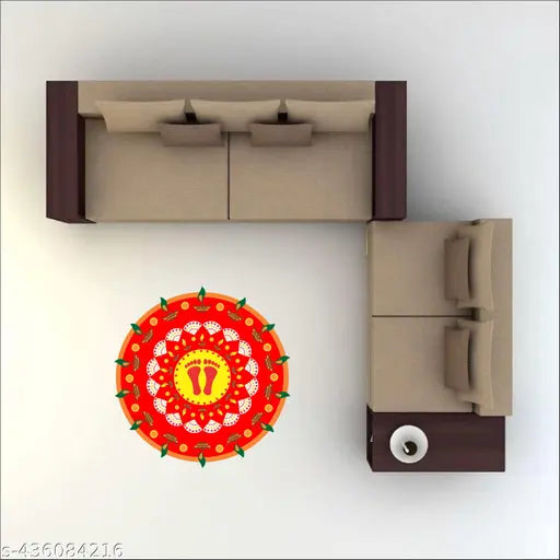 Decal Shop beautiful colorful four rangoli set for diwali decoration wall sticker (30 cm x 30 each, pack of 4)_25