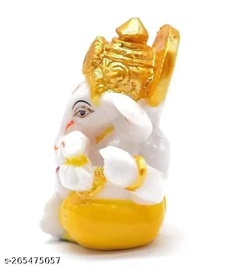 Parul Art & Craft Ganesha Statue for Home Temple Decoration I Ganesh Idol for car Dashboard (YELLOW , ORANGE, WHITE, PINK, PAGDI)