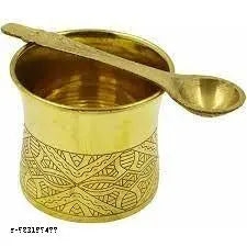 Avyraze Panchapatra with Spoon Set in Brass for Home Temple for Pooja Samagri